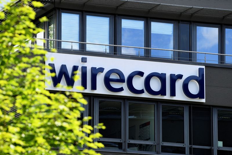 FILE PHOTO: The logo of Wirecard AG is pictured at its headquarters in Aschheim