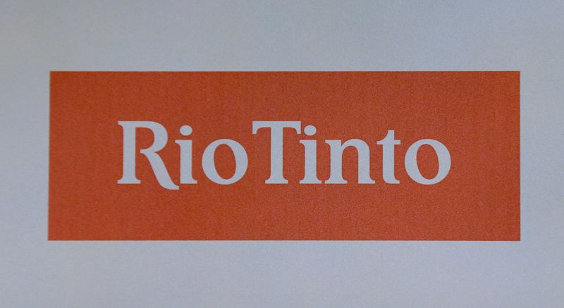 The Rio Tinto mining company's logo is photographed at their annual general meeting in Sydney