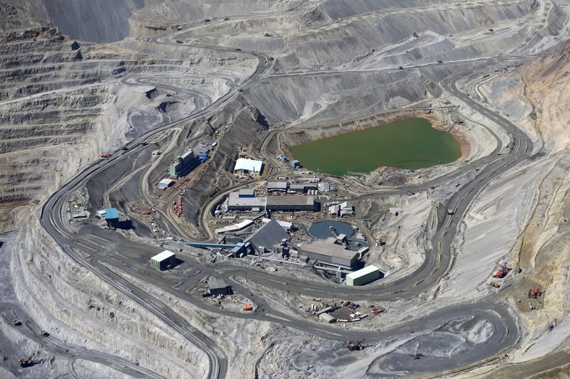 FILE PHOTO: An aerial view of Anglo American's Los Bronces copper mine at Los Andes Mountain range, near Santiago city