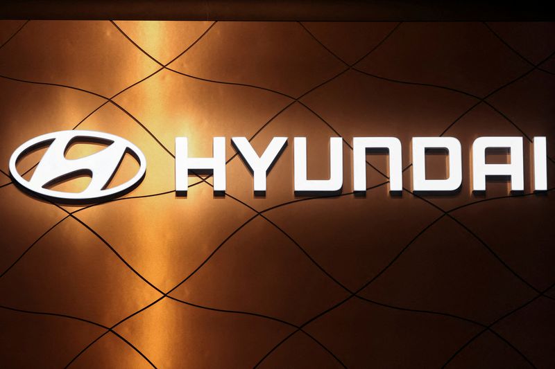 FILE PHOTO: The logo of Hyundai Motor Company is pictured at the New York International Auto Show