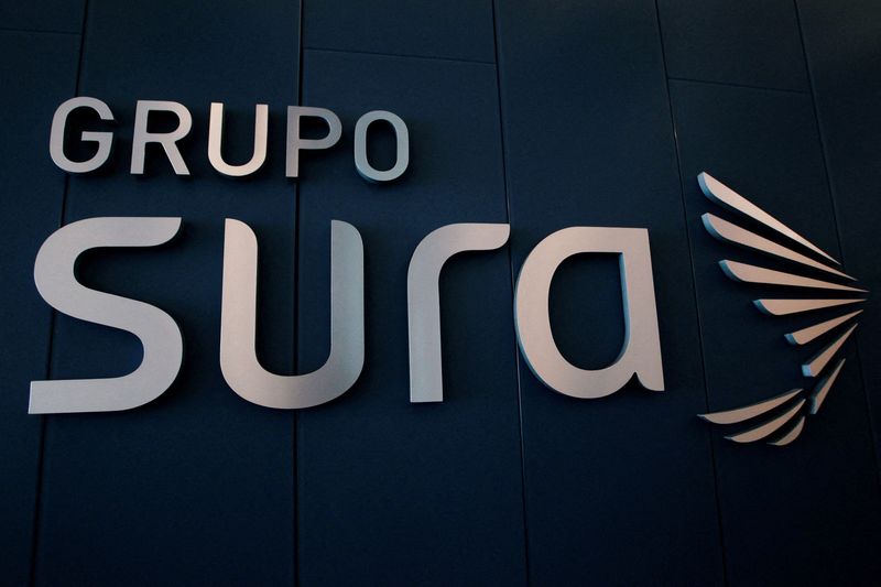 FILE PHOTO: The Grupo Sura logo can be seen at its headquarters in Medellin