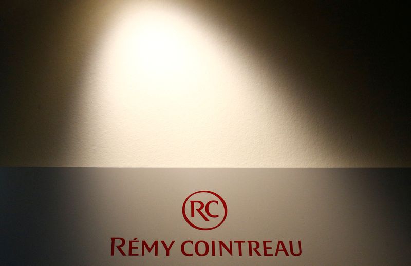 FILE PHOTO: The logo of Remy Cointreau SA is pictured in the Cointreau distillery in Saint-Barthelemy-d'Anjou near Angers