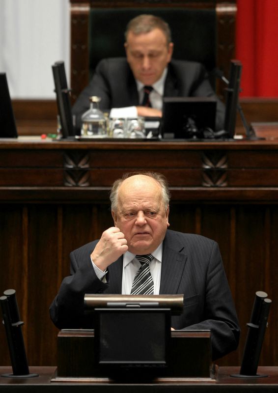 FILE PHOTO: Former speaker of the Belarussian parliament Shushkevich speaks during a Polish parliamentary session at Warsaw