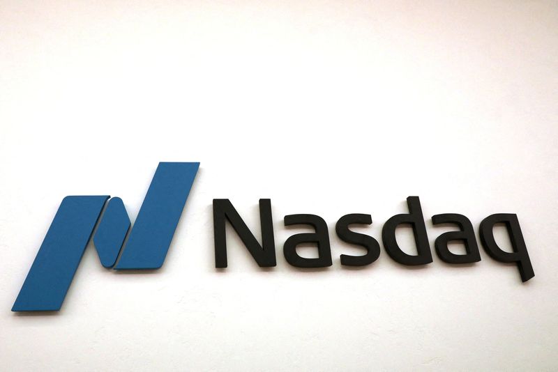 FILE PHOTO: The Nasdaq logo is displayed at the Nasdaq Market site in New York