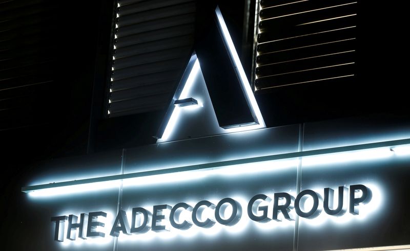 FILE PHOTO: Logo of Swiss Adecco Group is seen in Zurich