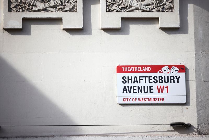 A street sign for Shaftesbury Avenue, in London