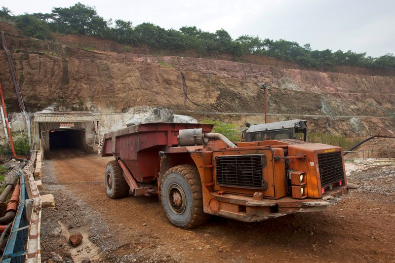 FILE PHOTO: A truck exits the mine after collecting ore underground at the Chibuluma copper mine in Zambia