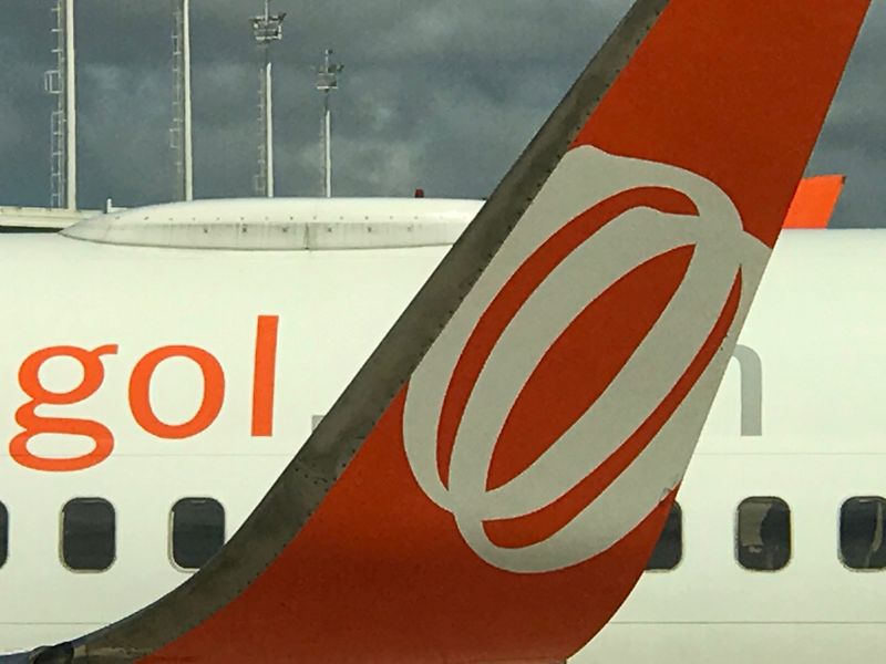 FILE PHOTO: The logo of Brazilian airline Gol Linhas Aereas Inteligentes SA is seen on a tail of an airplane at Augusto Severo International Airport in Natal