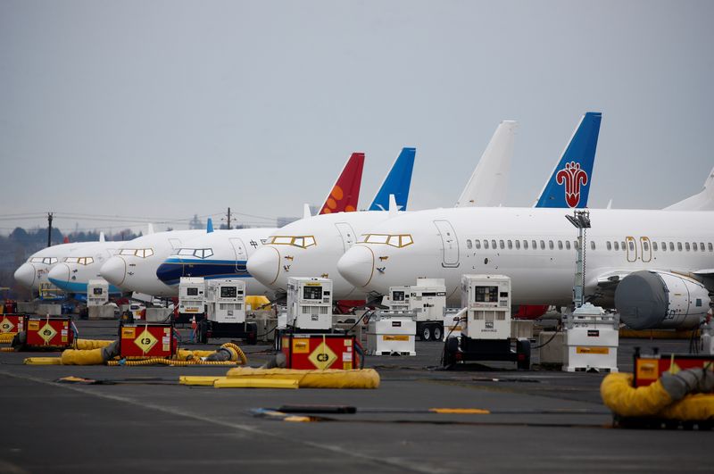 Grounded Boeing 737 MAX aircraft are seen parked at Grant County International Airport in Moses Lake