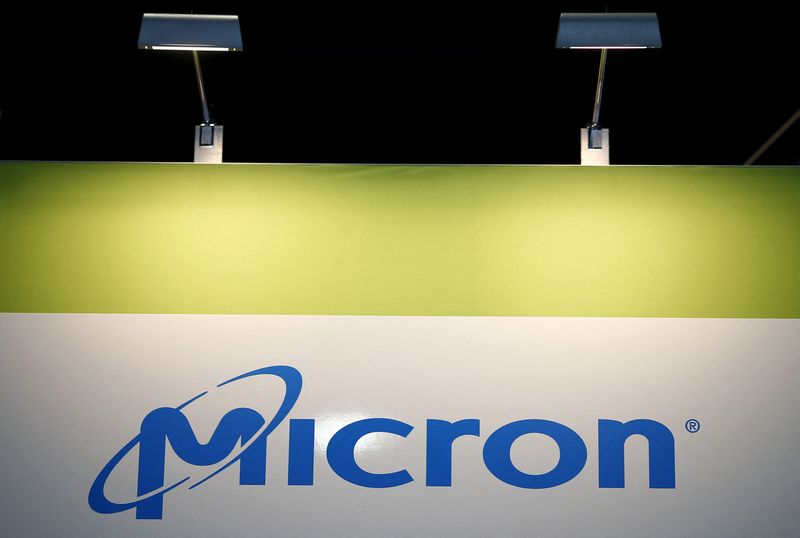 The logo of U.S. memory chip maker MicronTechnology is pictured at their booth at an industrial fair in Frankfurt