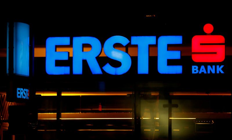 FILE PHOTO: The logo of Erste Group Bank is seen outside of one of its branch offices in Vienna