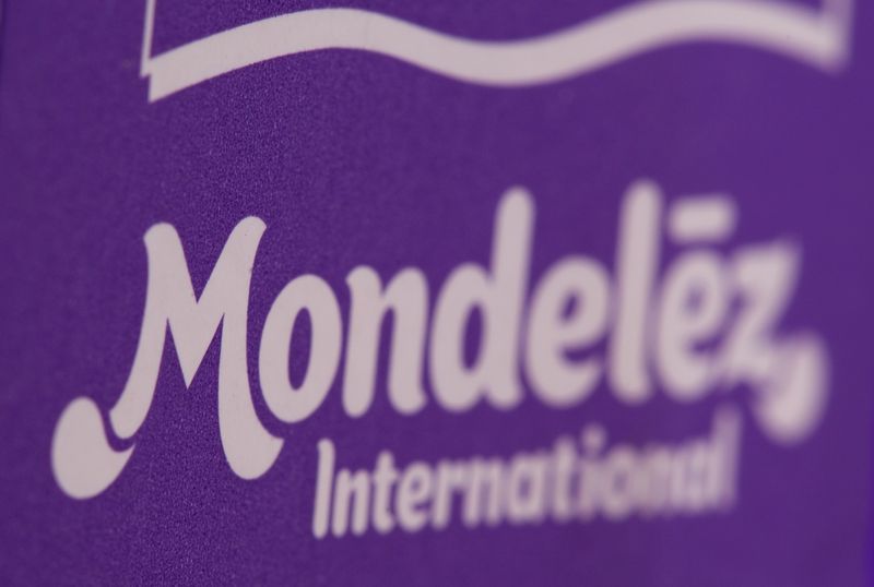 Mondelez International logo is seen on the their product package in this illustration picture