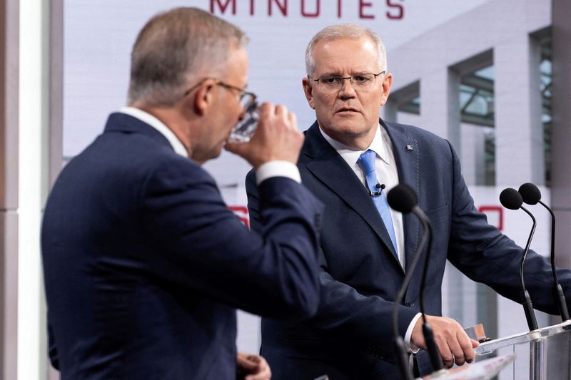 FILE PHOTO: Australian 2022 federal election leader's debate, in Sydney