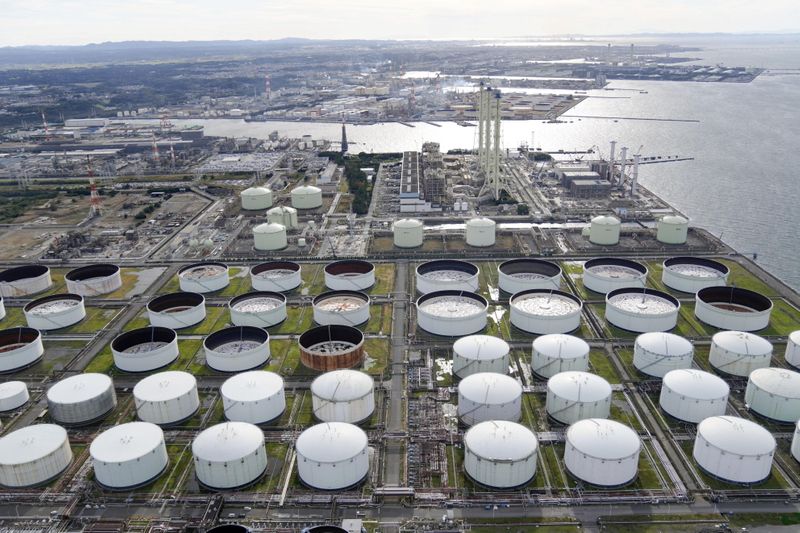 FILE PHOTO: An aerial view shows an Idemitsu Kosan Co. oil facility in Ichihara, east of Tokyo