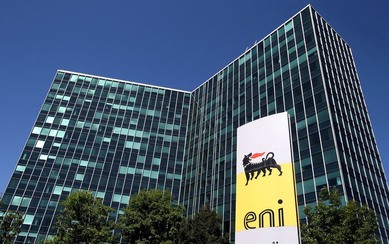 FILE PHOTO: Eni's logo is seen in front of its headquarters in San Donato Milanese