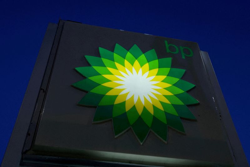  FILE PHOTO: The BP logo is seen at a BP gas station in Manhattan, New York City