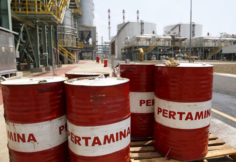 A view of state-owned oil giant Pertamina's refinery unit IV  in Cilacap, Central Java, Indonesia