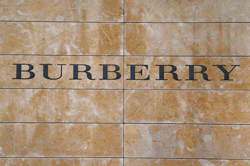 FILE PHOTO: A Burberry logo is seen outside the store on 5th Ave in New York