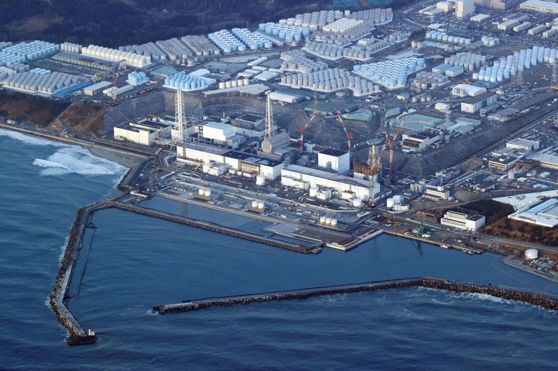 FILE PHOTO: An aerial view shows the Fukushima Daiichi nuclear power plant following a strong earthquake, in Okuma town