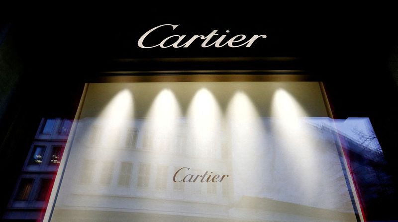FILE PHOTO: Logo of luxury goods group Richemont's flagship brand Cartier is seen in Zurich