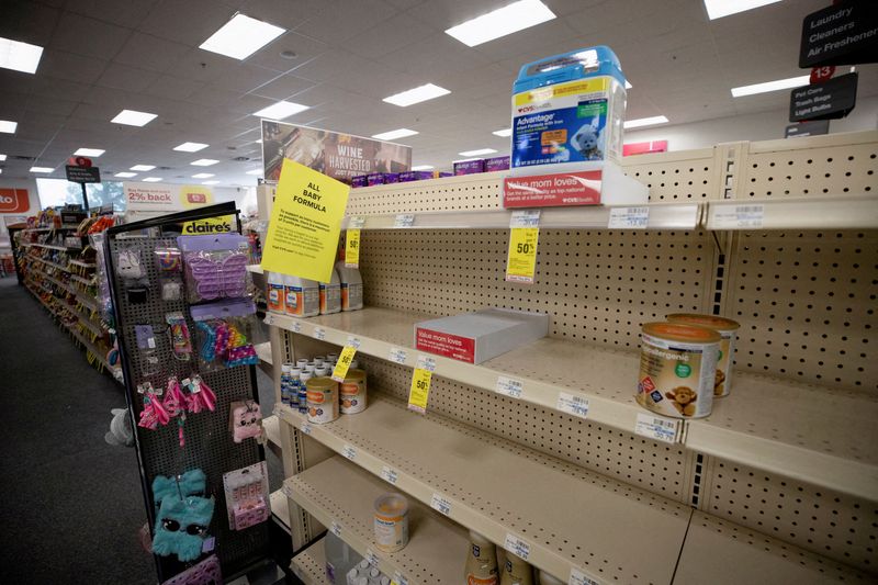 FILE PHOTO: Empty shelves show a shortage of baby formula in San Antonio