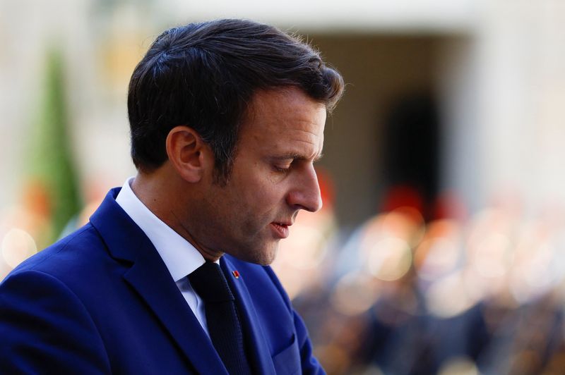 French President Macron meets Moldovan President Sandu at the Elysee Palace in Paris