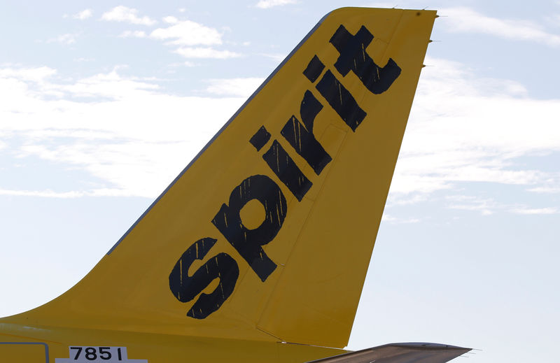 FILE PHOTO: A logo of low cost carrier Spirit Airlines is pictured on an Airbus plane in Colomiers near Toulouse