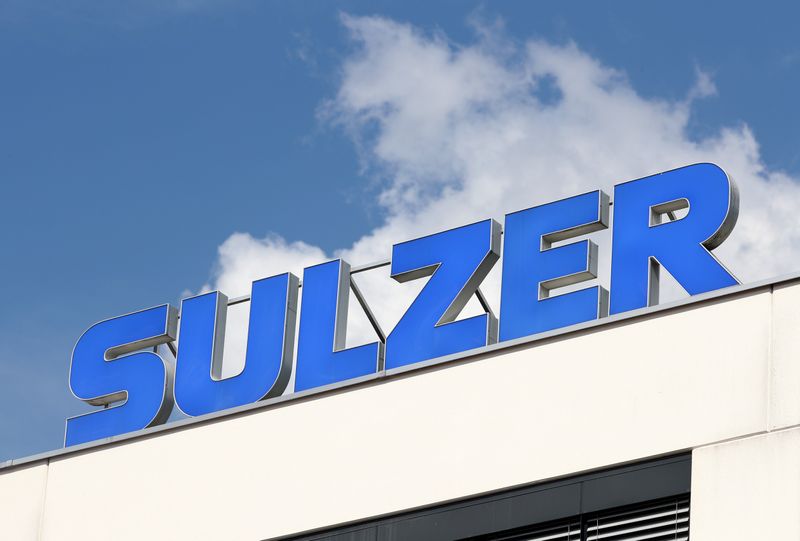 The logo is seen at the plant of Sulzer Mixpac AG of Swiss engineering group Sulzer AG in Haag