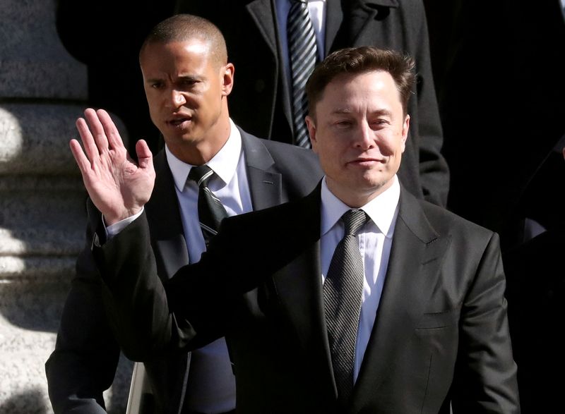 FILE PHOTO: Tesla CEO Elon Musk leaves Manhattan federal court