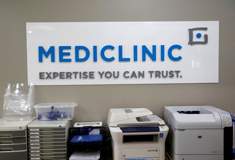 FILE PHOTO: The Mediclinic logo at a hospital in Dubai