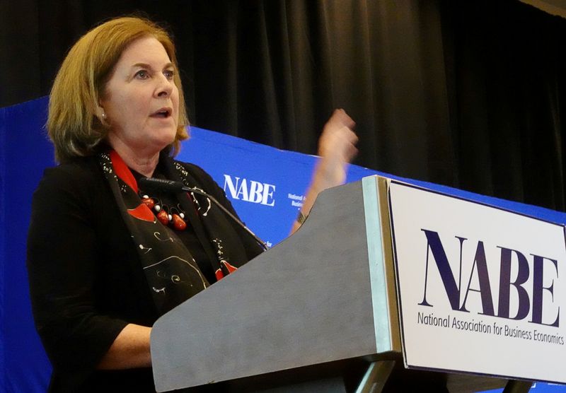 FILE PHOTO: Kansas City Federal Reserve Bank President Esther George addresses the National Association for Business Economics in Denver