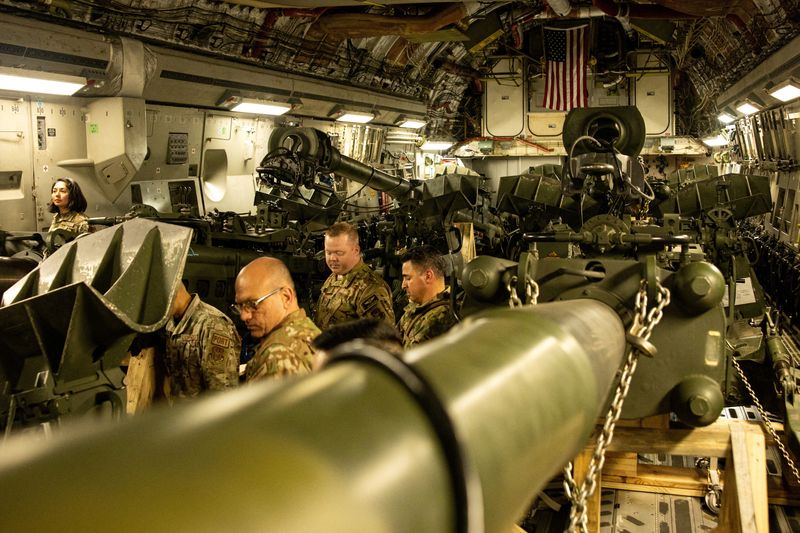 FILE PHOTO: U.S. Marine Corps M777 howitzers shipped to support Ukraine