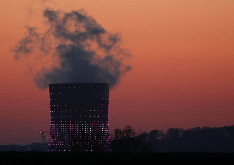 Smoke billows from a chimney at a combined-cycle gas turbine power plant in Drogenbos