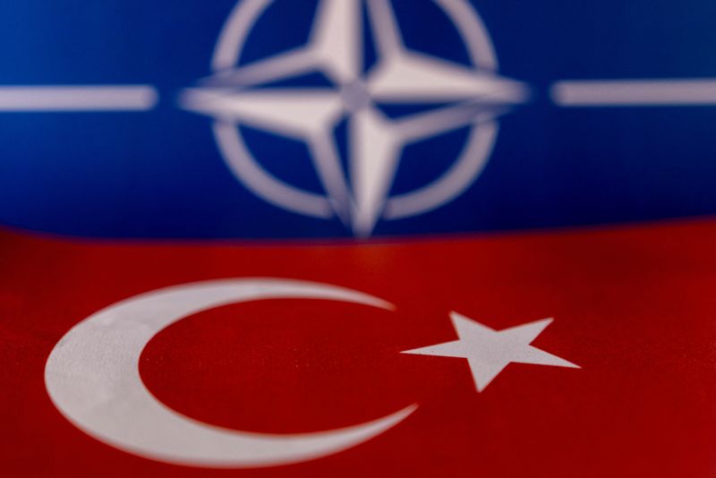 Illustration shows NATO and Turkish flags
