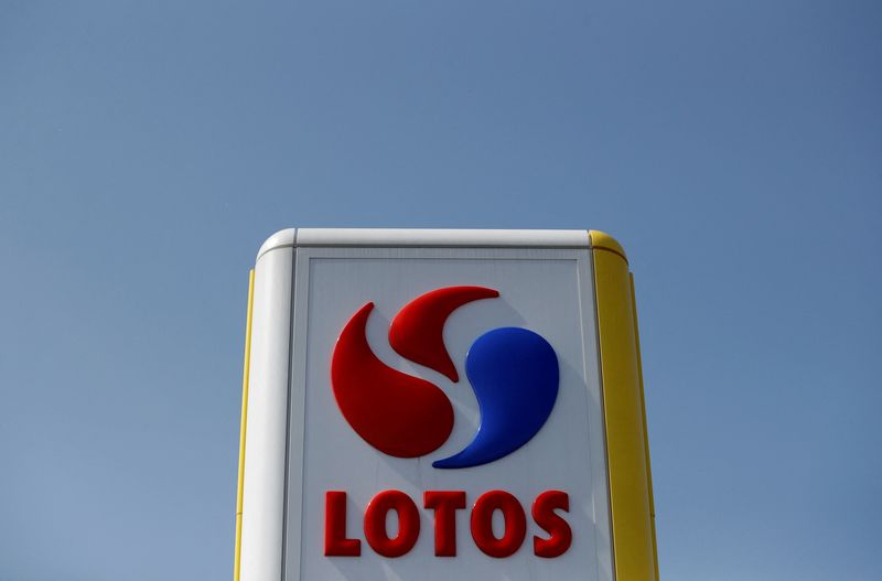 FILE PHOTO: Logo of Lotos, Poland's oil refiner, is pictured at a petrol station in Warsaw
