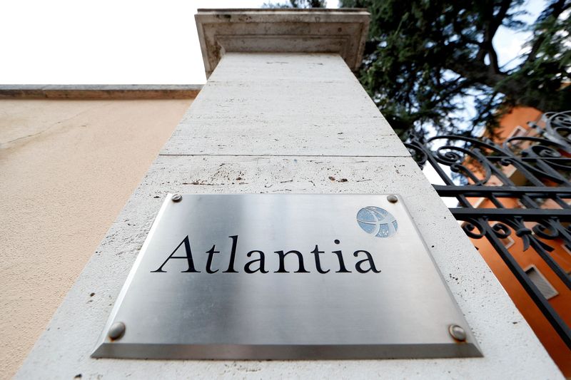 FILE PHOTO: A logo of the Atlantia Group is seen outside its headquarters in Rome, Italy
