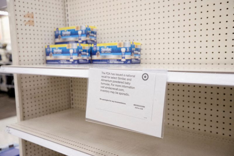 FILE PHOTO: Empty shelves show a shortage of baby formula in San Antonio