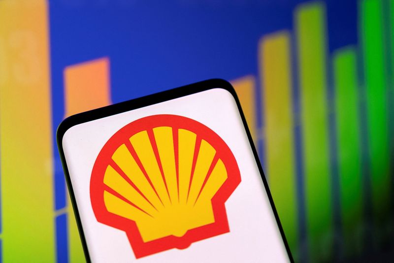 FILE PHOTO: Illustration shows Shell logo and stock graph