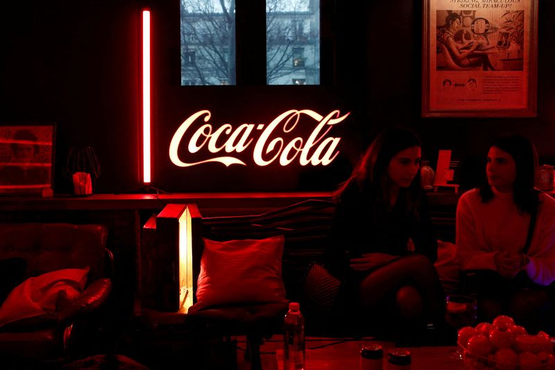 FILE PHOTO: A Coca-Cola logo is pictured during an event in Paris