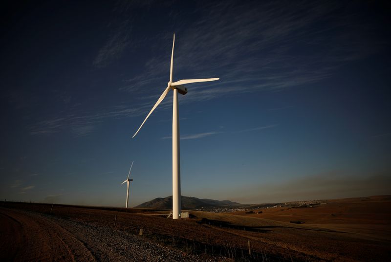 FILE PHOTO: Wind turbines produce renewable energy outside Caledon