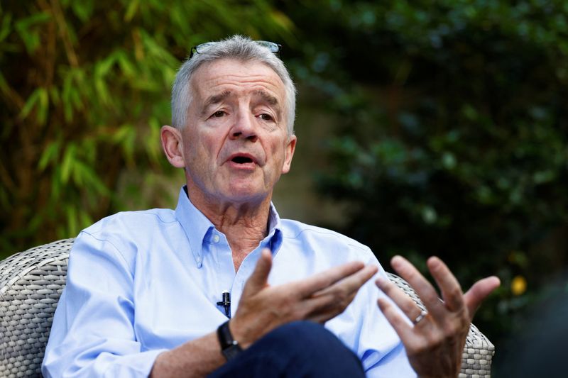 Ryanair CEO speaks during an interview with Reuters, in Brussels