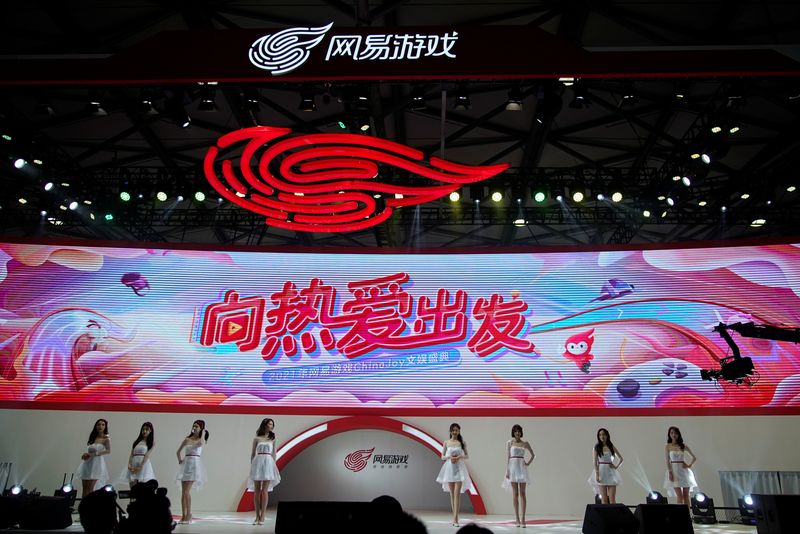 FILE PHOTO: The logo of internet technology company Netease is seen at the China Digital Entertainment Expo and Conference, also known as ChinaJoy, in Shanghai