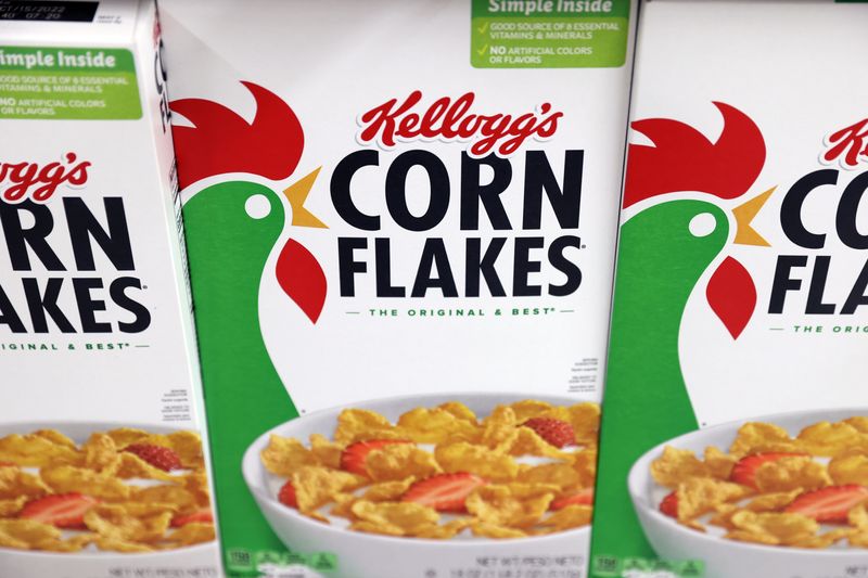FILE PHOTO: Kellogg's Corn Flakes owned by Kellogg Company is seen for sale in a store in Queens, New York City