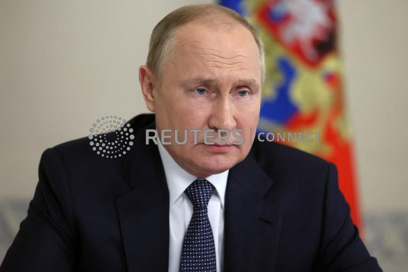 Il Presidente russo Vladimir Putin presiede una riunione con i membri del Consiglio di Sicurezza 
