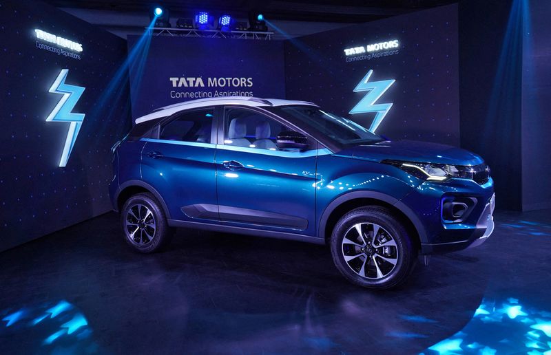 FILE PHOTO: Tata Motors' electric sport-utility vehicle (SUV) Nexon EV is displayed during its launch in Mumbai