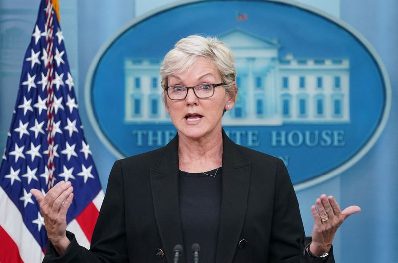 FILE PHOTO: Granholm speaks at a press briefing at the White House in Washington