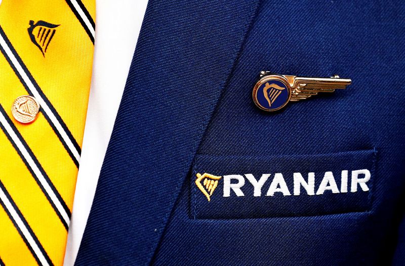FILE PHOTO: Ryanair logo on cabin crew uniform