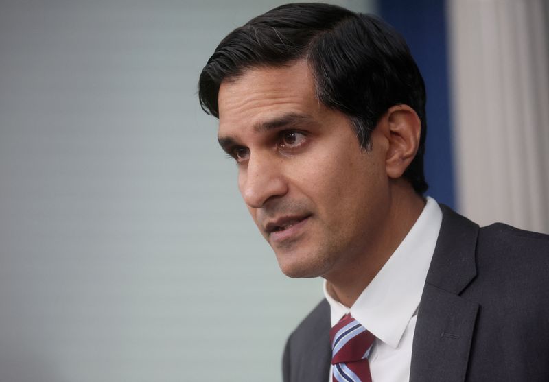 FILE PHOTO: Deputy National Security Advisor for international economics Daleep Singh gives an update on sanctions during a daily press briefing at the White House