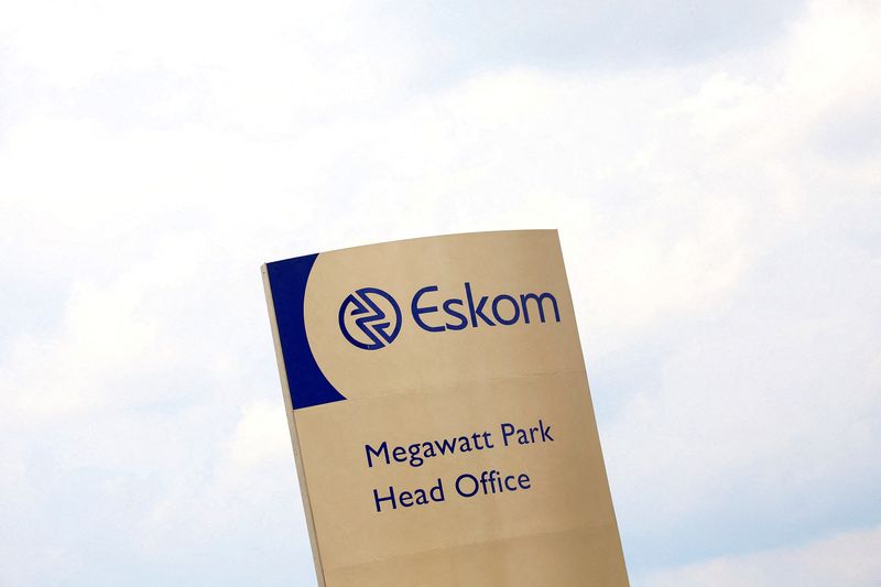 FILE PHOTO: An Eskom logo is seen at the entrance of their head offices in Sunninghill, Sandton