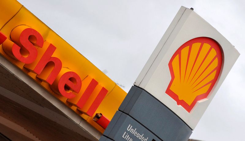 FILE PHOTO: The Royal Dutch Shell logo is seen at a Shell petrol station in London